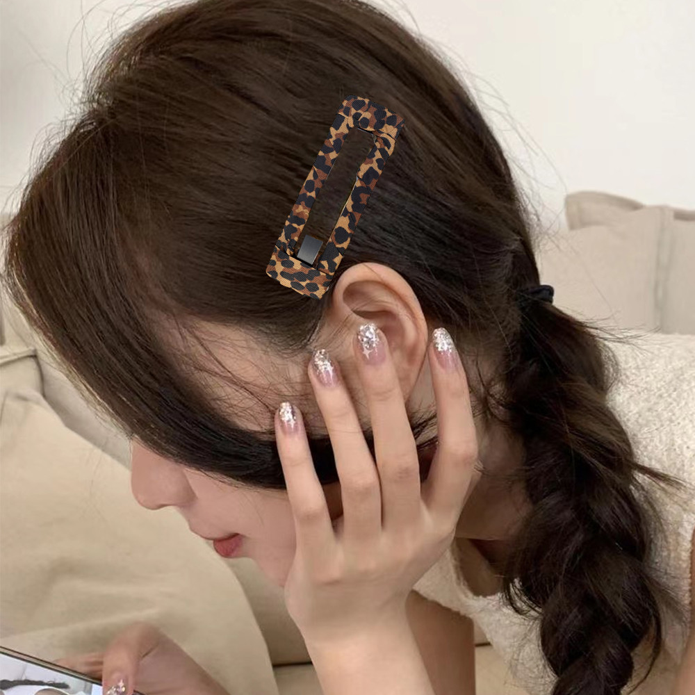 1 Cặp Kẹp Tóc Da Báo Retro - Kẹp BB Side Bangs Thời Trang - Kẹp Tóc Hình Đám Mây Tam Giác Nữ - Barrette Thanh Lịch Ngọt Ngào Hàn Quốc Ngọt Ngào Dễ Thương - Phụ Kiện Tóc Bé Gái Phổ Biến