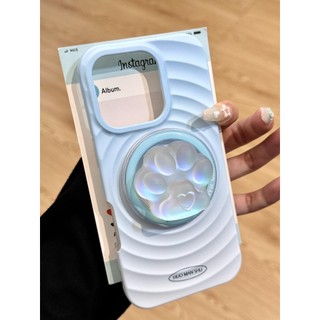 Ốp điện thoại giá đỡ từ tính Gradient Blue Cat Claw sang trọng cho iPhone16 15 14 13 12 Pro Max bảo vệ camera chống sốc chống rơi cứng phía sau