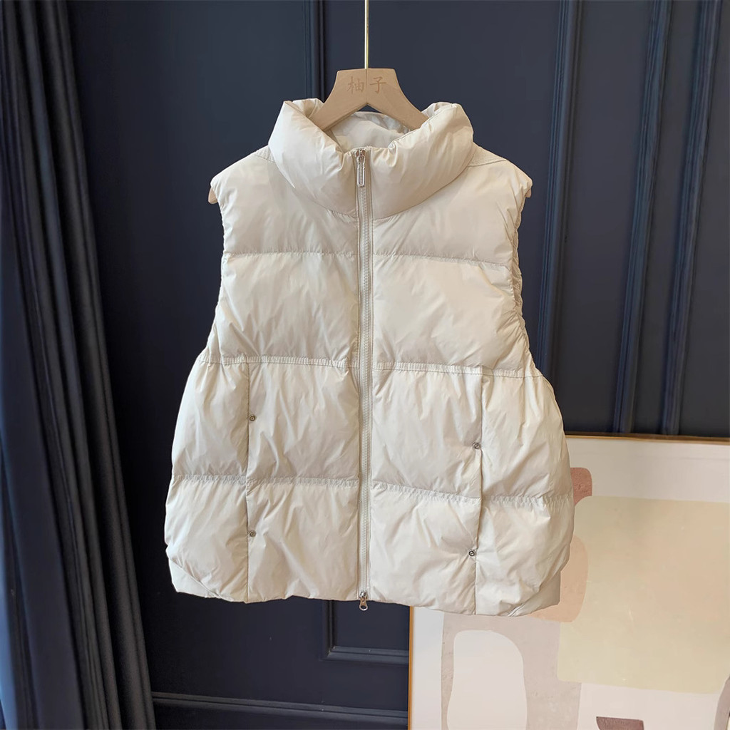 Vịt Trắng Xuống Áo Đứng Cổ Dày Rời Áo Vest Nữ Phong Cách Mới Xuống Áo