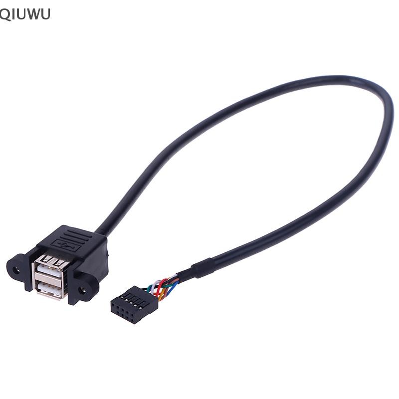 Qiuwu 1Pc 9 Pin Bo Mạch Chủ Đầu Đến 2 Cổng USB 2.0 Nữ Cáp Nối Dài.