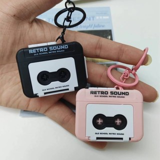 Media player Radio cassette Player sáng tạo ổ đĩa mini có thể ghi âm Máy hát retro máy hát cặp sách chìa khóa mặt dây chuyền máy ghi âm GFTL