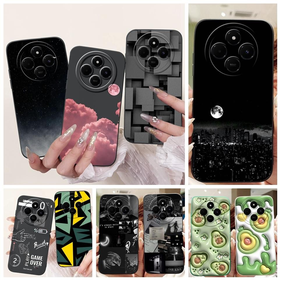 Ốp Lưng Cho Xiaomi Redmi 14C / 14R / Poco C75 Vỏ Điện Thoại Đá Cẩm Thạch Bơ Trăng Đêm Gothic Ốp Lưng Redmi14C Silicon Mềm