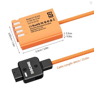 Pin giả ZGCINE DMW-BLK22 có đầu nối D-Tap Cáp nguồn dài 60cm D-Tap sang DMW-BLK22 Thay thế pin giả cho Panasonic Lumix DC-G9 II / DC-S5 / DC-S5 II / DC-S5 IIX / GH5