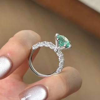 Châu Âu Mỹ ins Phong Cách Mới Micro-Ind 3 Carat Nhẫn Kim Cương Xanh Nữ