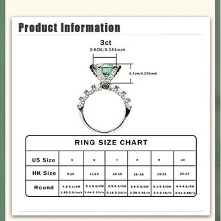 Châu Âu Mỹ ins Phong Cách Mới Micro-Ind 3 Carat Nhẫn Kim Cương Xanh Nữ