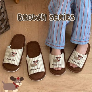 Xixitiao Nam Nữ Vải Lanh Cotton Dép Bốn Mùa Chó Con Dễ Thương Thường Ngày Nhà Dép Thời Trang
