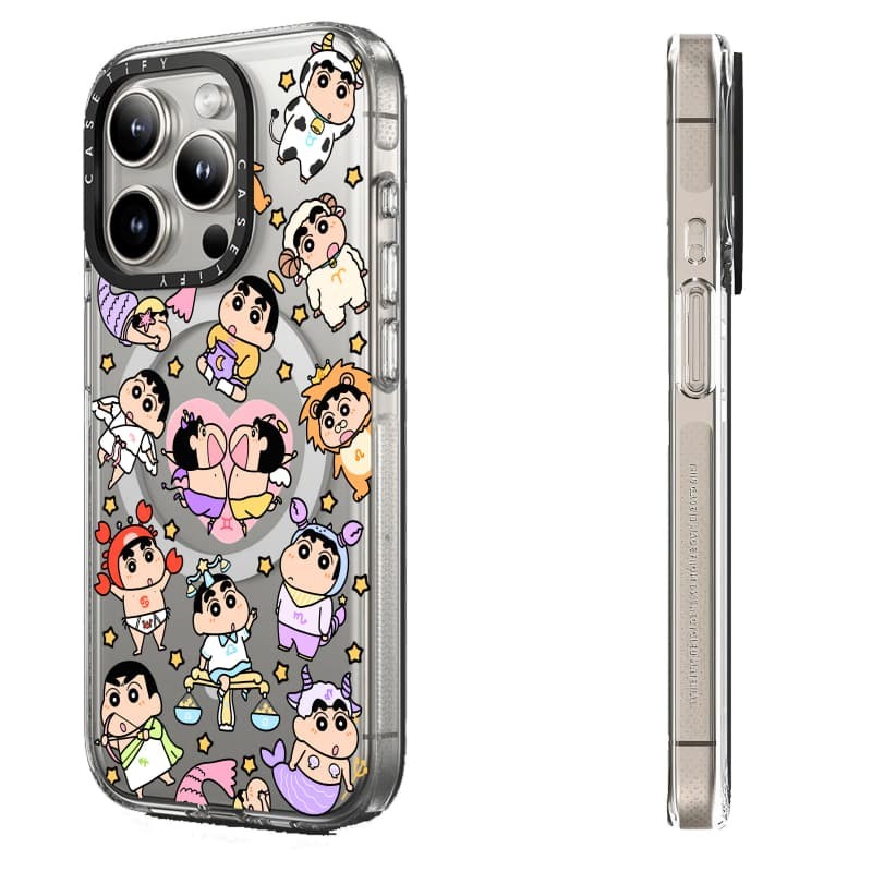 Casetify X Shin-chan Dán Ốp Lưng Hút Từ Tính Trong Suốt Tác Động Cho iPhone 16 / 15 / 14 / 13 Pro Max | Mặt sau Acrylic bảo vệ quân sự với bao bì cao cấp