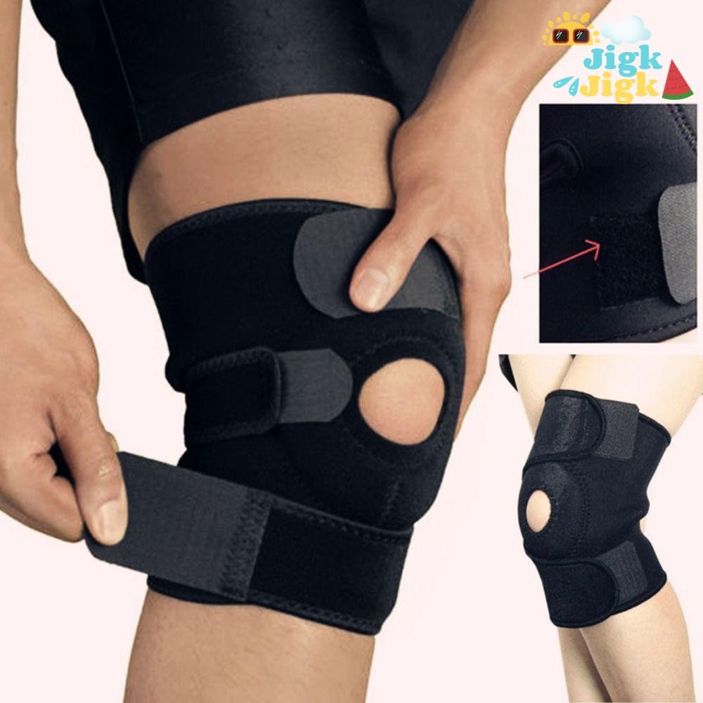 Niềng răng hỗ trợ đầu gối JIGK, Phù hợp với dây đeo băng bánh chè thể thao lò xo cao su tổng hợp lên đến 154.32LB, màu đen thoáng khí thoải mái Chạy bộ thể dục