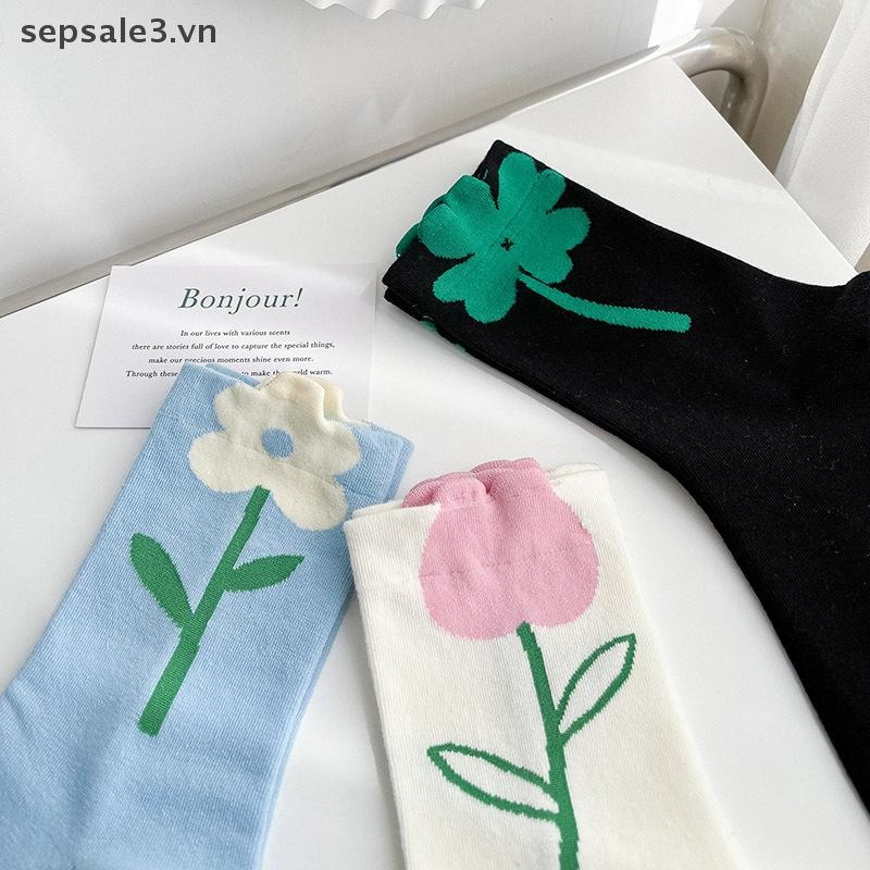 # Sepsale # 1 Đôi Tất Nữ Hoạt Hình Hoa Màu Kẹo Bông Tai Kẹp Thiết Kế Thoáng Khí Phong Cách Hàn Quốc Tất Thoải Mái Nhật Bản Mới.