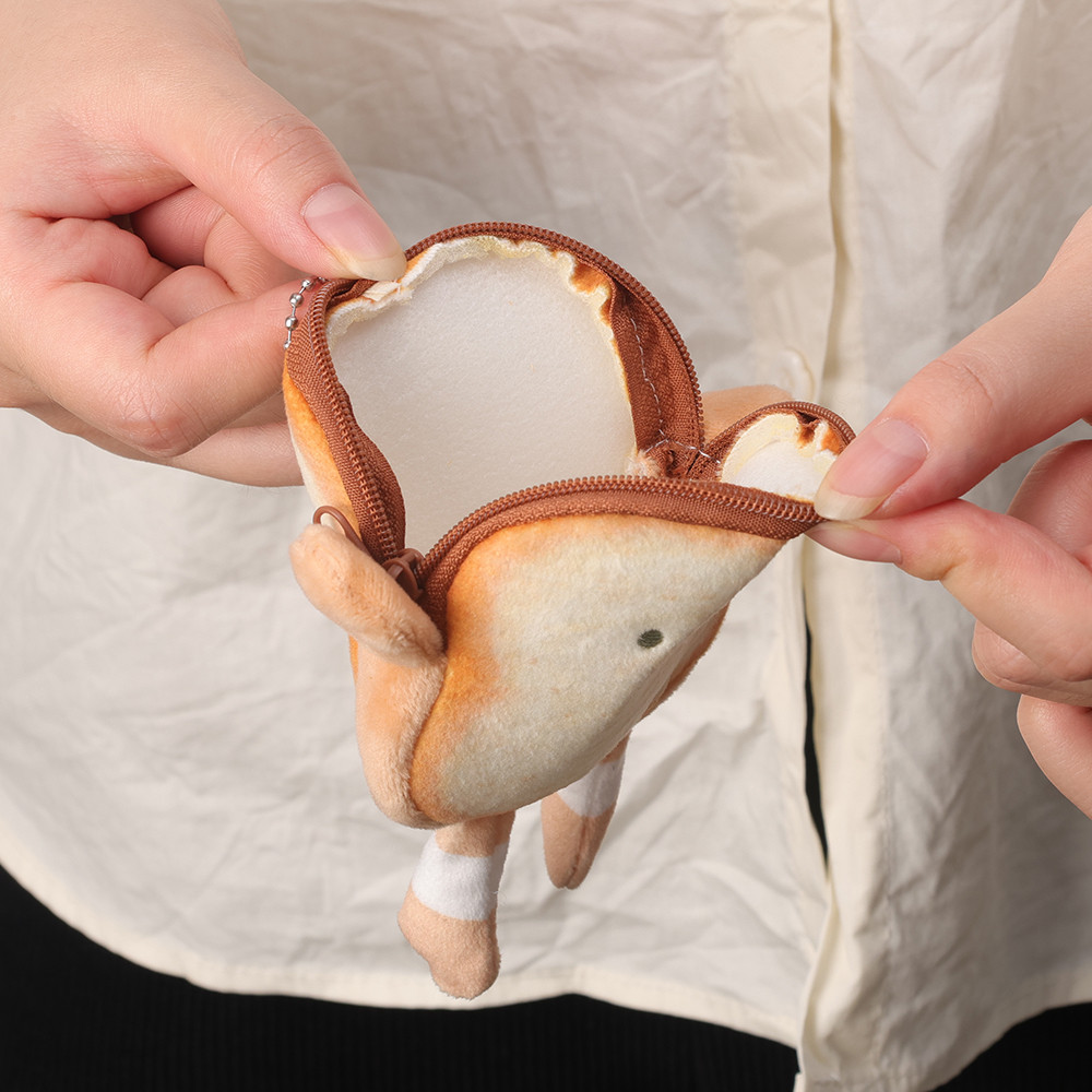 Móc khóa búp bê sang trọng hoạt hình dễ thương Bánh mì nướng - Mặt dây chuyền túi đựng tiền xu đa chức năng - Đồ trang trí treo hợp thời trang Quà tặng sinh nhật