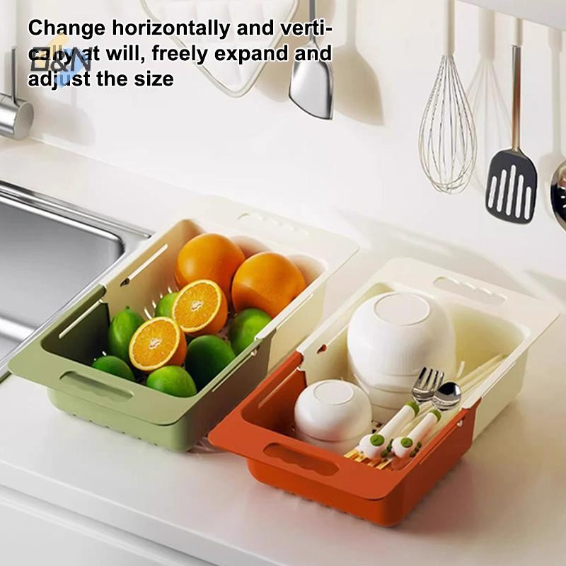 Nhà bếp B & N Có thể mở rộng trên bồn rửa Giỏ thoát nước mỏng có thể mở rộng Đa chức năng Caddy Giá đỡ thoát nước không đục lỗ.