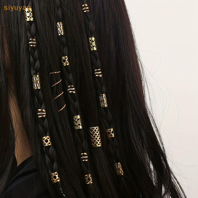 Siyuyan 60 / 90 Chiếc Hợp Kim Tóc Trang Sức Tóc Vòng Bím Tóc Kim Loại Dreadlock Hạt Tóc Nhẫn Đa Phong Cách Bím Tóc Phụ Kiện VN