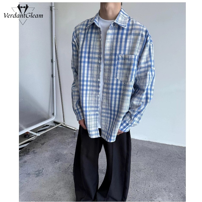 VG Áo sơ mi Cotton mỏng nam , tay dài dáng rộng cổ điển, cả nam và nữ đều có thể mặc