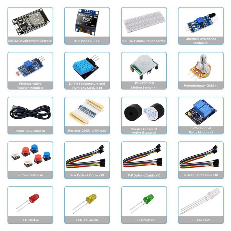 Bộ ESP32 ESP-32S WIFI I OT Ban Phát Triển Cho Dự Án Học Bộ Cơ Bản Với Hướng Dẫn DIY Kit