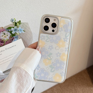 [Sheren] Vỏ điện thoại iPhone Gilt Blue Flower Thích hợp cho i16 15 14 13 12 11 pro max Vỏ bảo vệ chống sốc