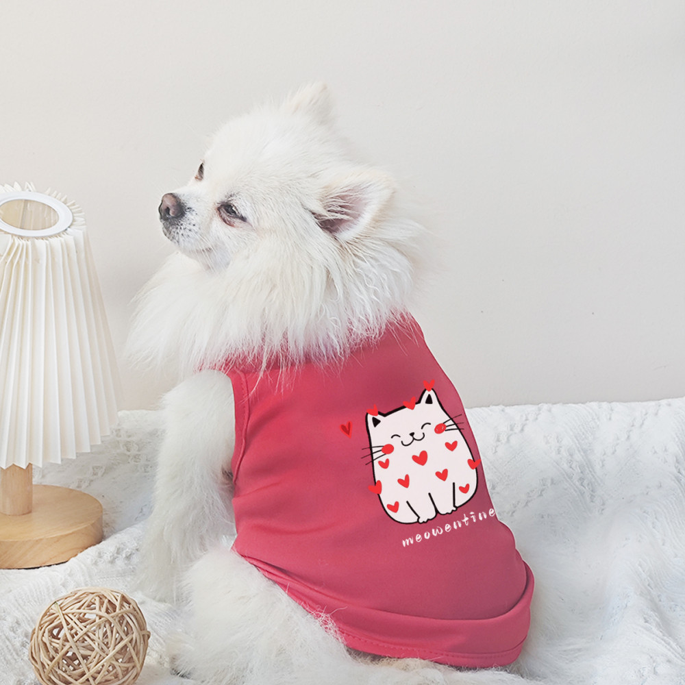 ✨ Hàng Mới Về ✨ S-2XL Gấu Tình Yêu / Mèo In Hình Dễ Thương Quần Áo Cho Chó Ngày Lễ Tình Nhân Áo Vest Chó Ngọt Ngào