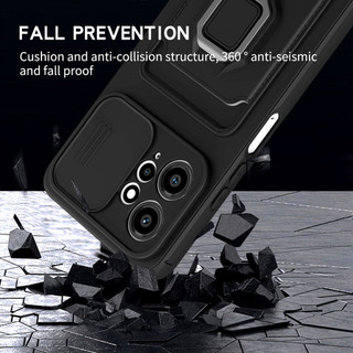 Dành Cho Redmi Note 12 4G Ốp Lưng 4 Trong 1 Trượt Camera Bao Đựng Thẻ Đứng Vuông Freebie Dây Chống Sốc Chống Rơi Mỏng Mềm TPU Cover