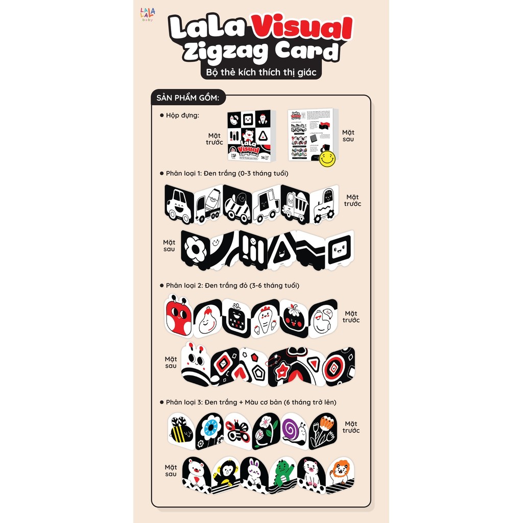 Ảnh Bộ Thẻ Gấp Ziczac Kích Thích Thị Giác Cho Bé Sơ Sinh Lala Visual - Lalala Baby 1