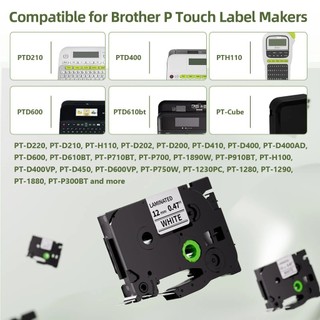 Băng nhãn tương thích 6/9/12/18/24mm TZE-231/221/211 nhiều lớp, dính chắc cho máy Brother P-Touch PTH110