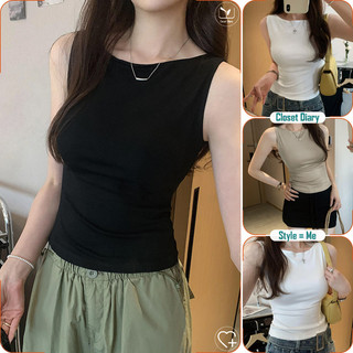 Áo ba lỗ nữ ôm sát phong cách Hàn cao cấp màu trơn mới hè 2025 Closet Diary