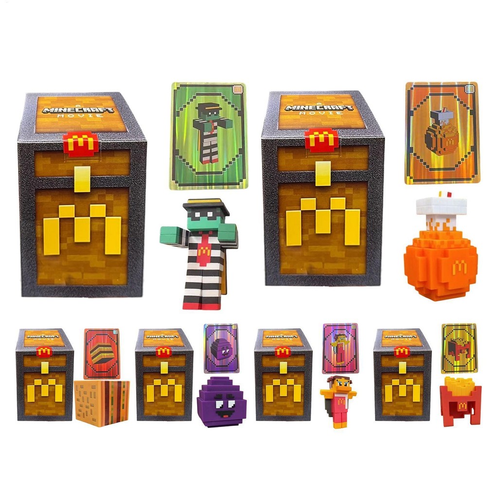 Bộ đồ chơi khai thác McDonald 's A Minecraft Movie 2025 Bộ 6 chưa mở hoàn chỉnh không có mã (không có mã trên thẻ) wipqsvn