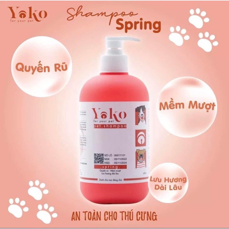 Sữa tắm Yoko dưỡng lông chó mèo - Sữa tắm cao cấp thương hiệu chuyên Spa 450ml