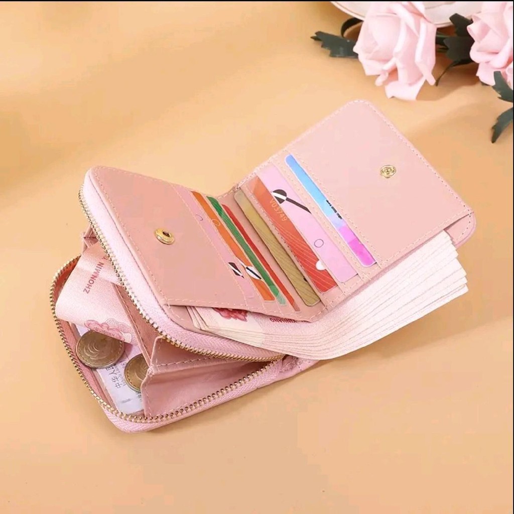 Ví Kẻ Sọc PU Cho Nữ, Ví Ngắn Cho Nữ, Ví Đựng Thẻ Phong Cách Hàng Quốc, Ví Nữ Dạng Gấp ( C 02 )