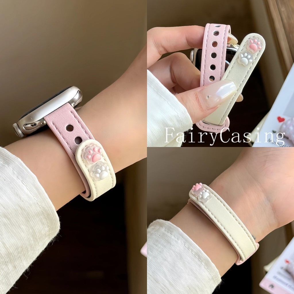 Đồng hồ mỏng phong cách dễ thươngS11 Band cho Apple Watch 38 / 40 / 41 / 42 / 44 / 45 / 46 / 49mm Dây da PU cho Iwatch 10 9 8 7 6 SE Ultra2 S11 Band