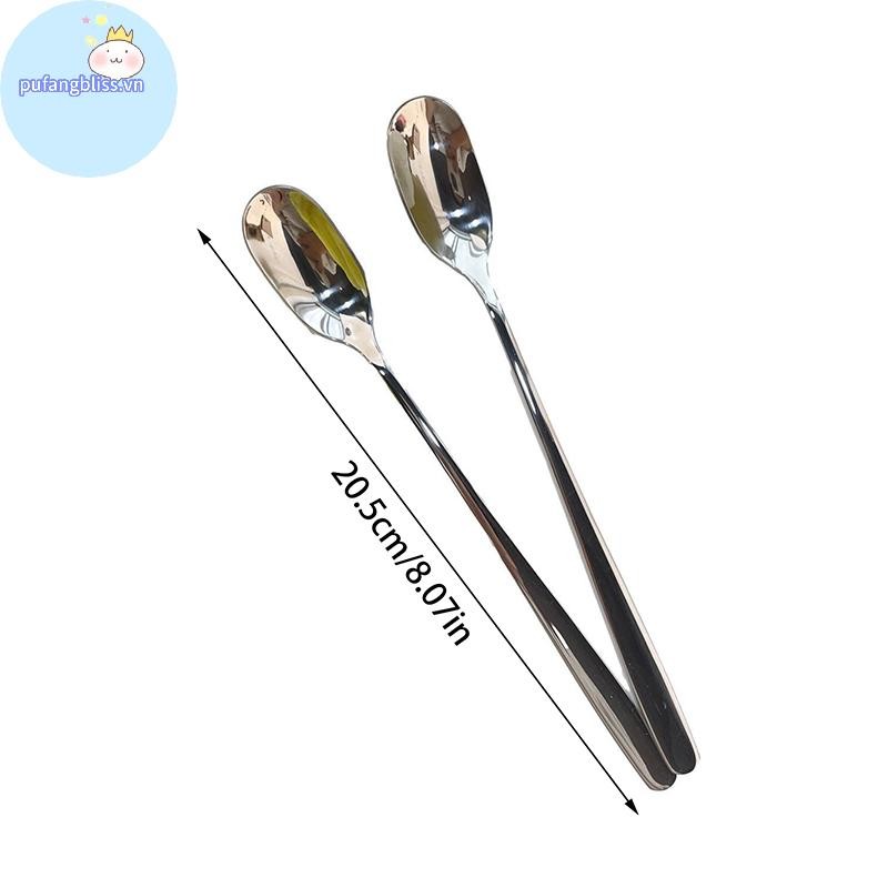 Pufangbliss Thép không gỉ Tay Cầm Dài Thìa Khuấy Cà Phê Trà Thìa Tráng Miệng Thìa Khuấy Cần Thìa Phụ Kiện Nhà Bếp VN