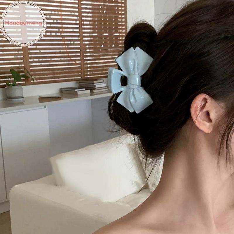 Houdumeng Kem Ngọt Nơ Xanh Ngôi Sao Năm Cánh Hình Học Móng Vuốt Tóc Cho Nữ Thanh Lịch Nơ Cua Barrettes Phụ Kiện Tóc VN