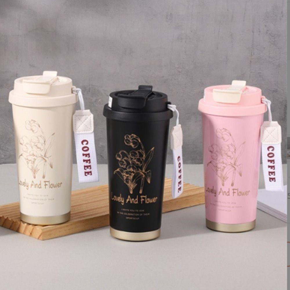 Nắp cốc ESSENCEH, Nắp chai thay thế bằng nhựa, Nắp cốc chống tràn di động Lily of The Valley Therms cho phụ kiện chai
