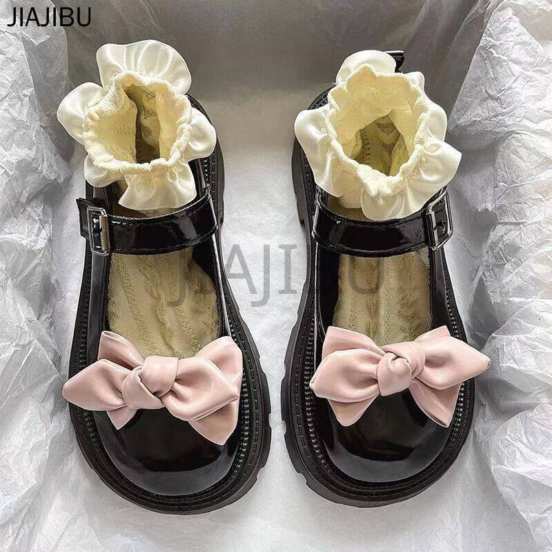 Size 34-46 Giày Nữ Size Lớn Chất Lượng Cao 45 Korean Fashion Platform Mary Jane Shoes 44 Giày Đi Học Gót Dày Màu Đen 43 Giày Công Chúa Cosplay Nơ Kiểu Pháp 42 Japanese JK Uniform Lolita Doll Shoes Giày Da Nhỏ Mũi Tròn Chống Trượt Phong Cách Anh Có Gót Dày