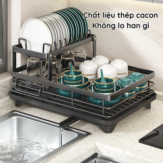 [HÀNG LOẠI 1] Kệ Úp Chén Bát Khung Thép Carbon Chống Gỉ, Giá Để Bát Đĩa Có Khay Thoát Nước Nhà Bếp