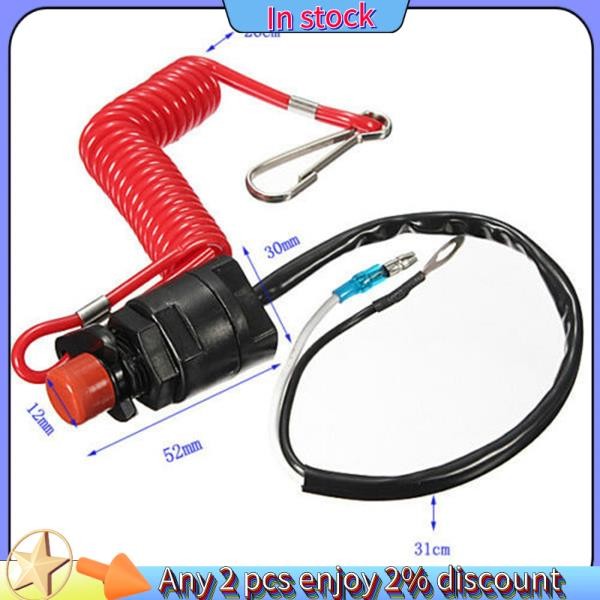 Còn hàng-Boat Motor Công tắc dừng bắn khẩn cấp cho Yamaha / Tohatsu Outboard Stop Kill Switch Cut Off Switch với dây buộc dây buộc an toàn