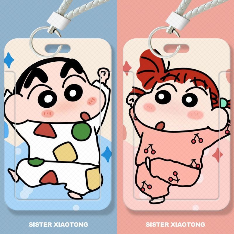 Crayon Shin chan đựng thẻ trượt cặp đôi sinh viên, thẻ bữa ăn, thẻ xe buýt, vỏ bảo vệ thẻ ID, hộp đựng thẻ truy cập