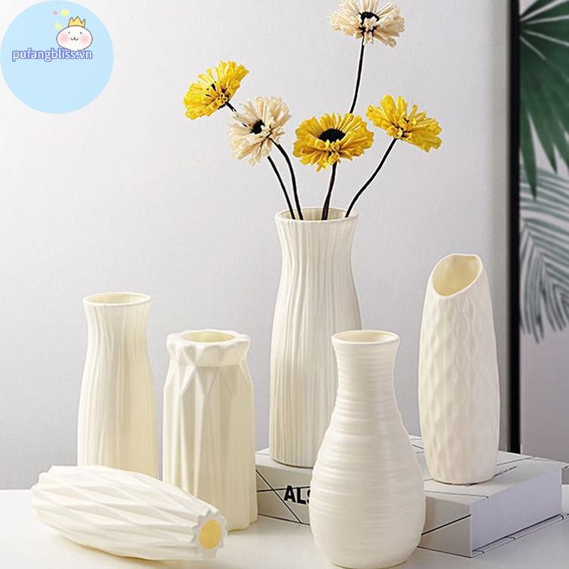 Pufangbliss Bình Bắc Âu Nhựa Giả Gốm Chậu Hoa Phòng Khách Để Bàn Ăn Nhà Trang Trí Bàn Cưới Trang Trí Trang Trí
