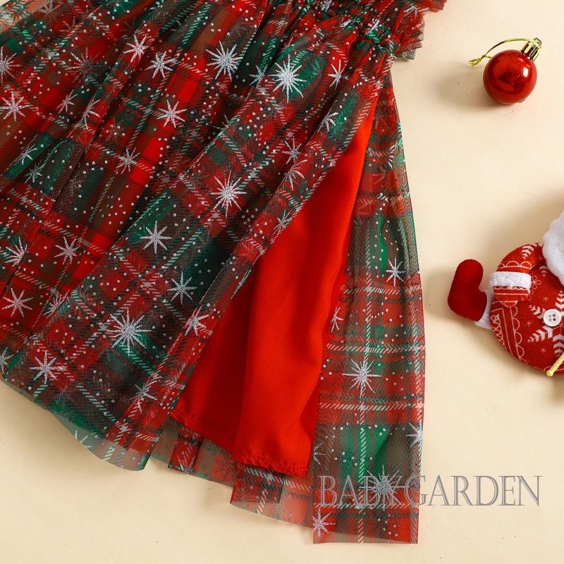 / / -6Month-4year Bé Gái Giáng Sinh Không Tay Cổ Vuông Kẹo Cane / Kẻ Sọc In Tutu Tulle Đầm Công Chúa