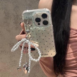 Ốp Nơ Hạt Ngọc Trai Cho Samsung Galaxy A15 A35 A55 A34 A54 A06 A36 A16 S24 S23 S22 Ultra S21 S22 Plus S20 FE S21 Ultra A14 A02 A02S A25 A24 Mặt Dây Chuyền Vỏ Điện Thoại