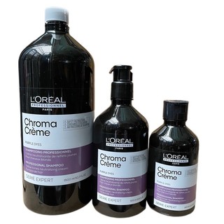 Dầu gội tím khử vàng L'oréal Chroma Crème Purple Dyes Shampoo 300ml [ TN ]