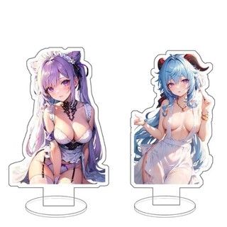 Móc Khoá, Mô Hình Standee Game Genshin Impact Keqing Ganyu Lisa Eula Trang Trí Bàn Học, Làm Việc