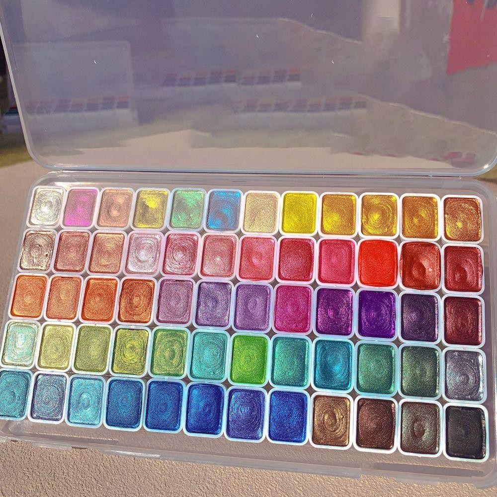 Bộ sắc tố vẽ tranh màu nước JUIC, Trang trí hoa Shine Pearlescent Glitter Watercolor Paints, 20 / 24 / 60Colors Lightfastness Pearlescent Solid Watercolor Pigment