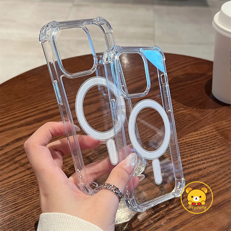 Ốp điện thoại trong suốt từ tính chống sốc cho Samsung Galaxy S25 Plus Ultra S25 + A36 A16 A06 M35 M55 F55 C55 F15 M15 A55 A35 5G có sạc không dây Vỏ điện thoại trong suốt