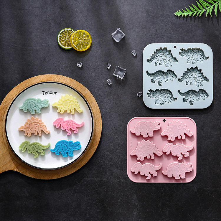 6 Khoang Khác Nhau Khủng Long Hóa thạch Mô Hình Khuôn Silicon Khuôn Sô Cô La Khay Đá Pudding Thạch Trang Trí Bánh Khuôn DIY Dụng Cụ Nướng Bánh
