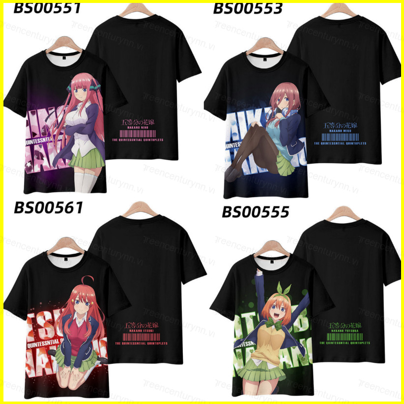 Gn The Quintuplets Áo Thun Anime Cosplay Tee Nakano Miku Harajuku 3d Áo Sơ Mi Tay Ngắn Áo Plus Size N