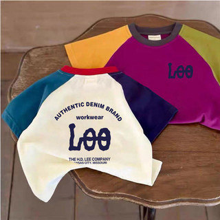 Áo thun ngắn tay màu sắc cho bé trai và bé gái mùa hè mới, cotton nguyên chất, in chữ, phong cách Hàn Quốc cho trẻ em