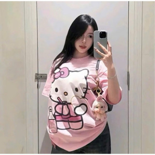 Áo Thun mèo hello kitty cầm sữa trái tim cute xinh xắn