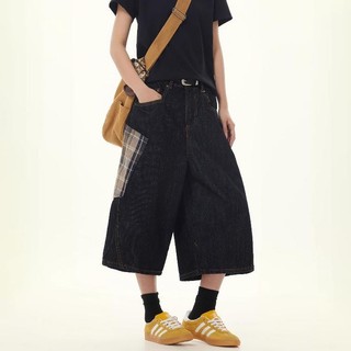 Quần short denim nam GKSSS thời trang phong cách Hồng Kông chất lượng cao phong cách trung tính phong cách đường phố thiết kế nối