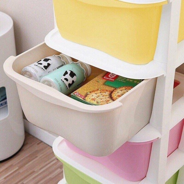 Tủ nhựa lắp ghép AMIZIN Tủ nhựa quần áo trẻ em ngăn kéo 5 tầng có bánh xe dễ dàng di chuyển Babee