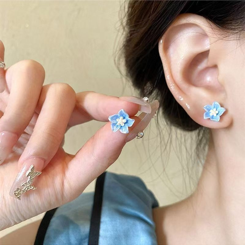 Bông tai hoa trà xanh / trắng nữ Mori ngọt ngào mùa hè mới