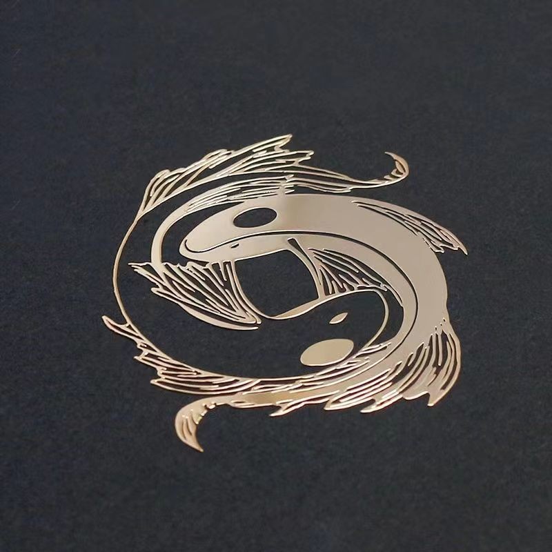Nhãn dán kim loại Yin Yang họa tiết bát quái Trung Quốc, cá koi, dùng cho điện thoại/laptop